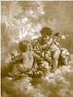 charles lutyens cherubs making posies by Unknown Artist